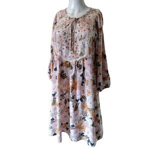 Anthropologie Fig & Flower Dress Women Large Multicolor Floral Boho Mini‎ Dress